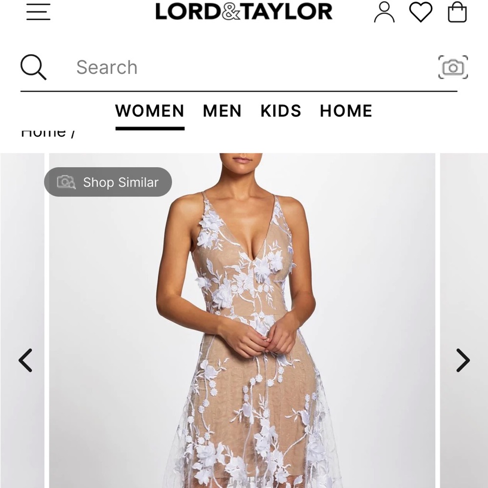 Women dress white overlay with nude. It’s gorgeous! Fits true to size.